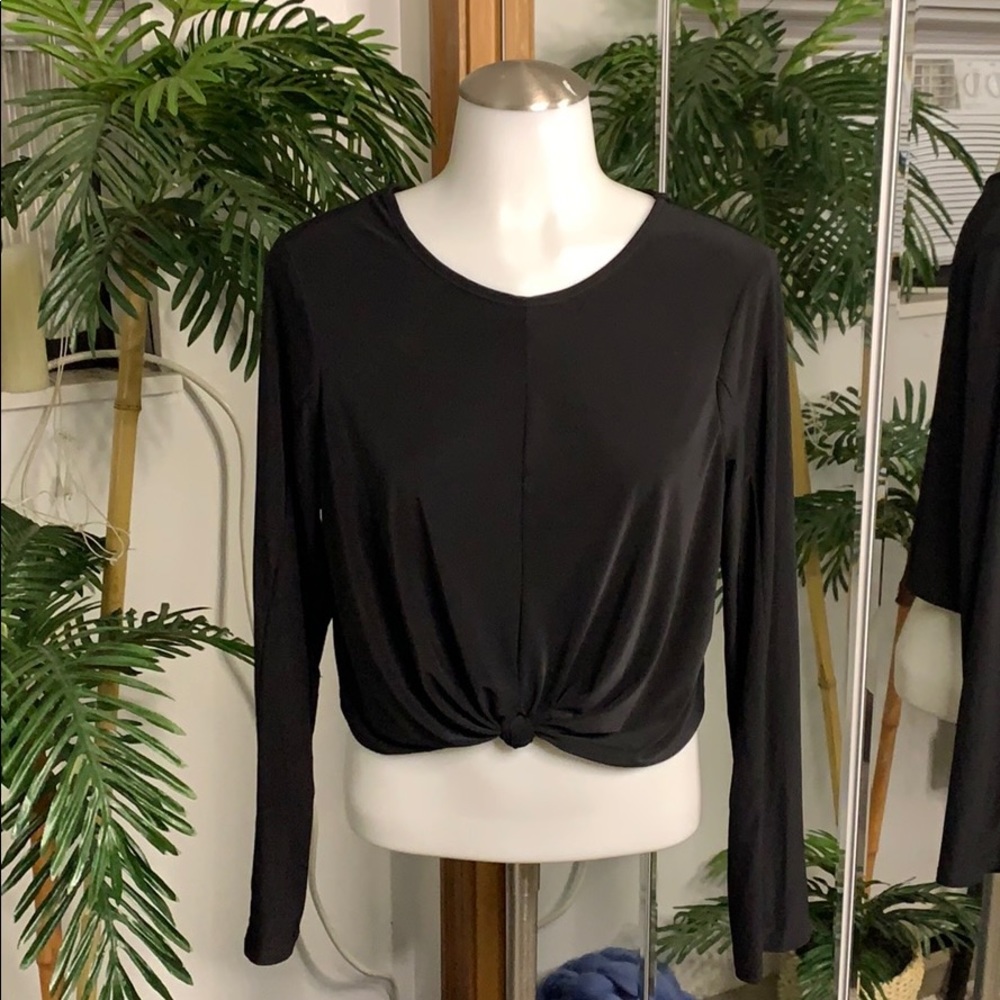 Black Long Crop Top